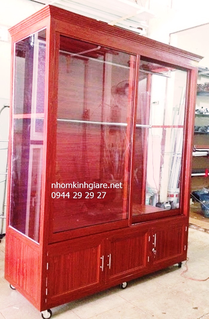 tủ quần áo nhôm giả gỗ