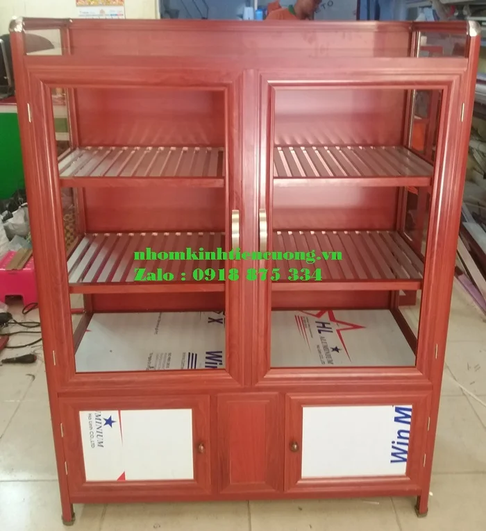 Tủ chén bằng nhôm kính 1