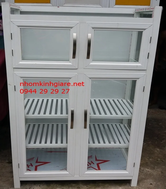 Tủ chén nhôm kính mini 1