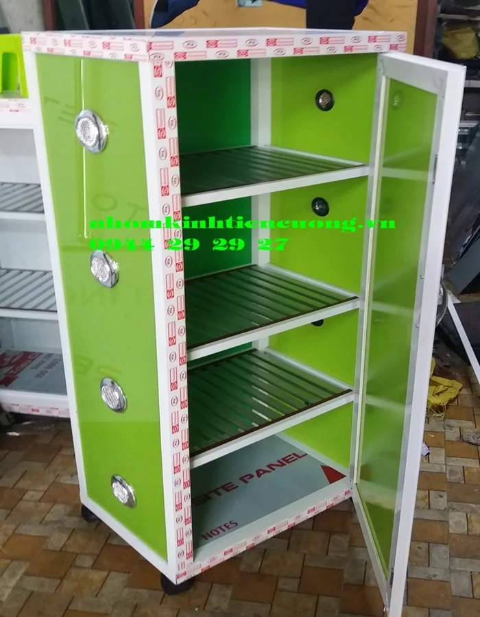 Tủ chén nhôm kính mini 2