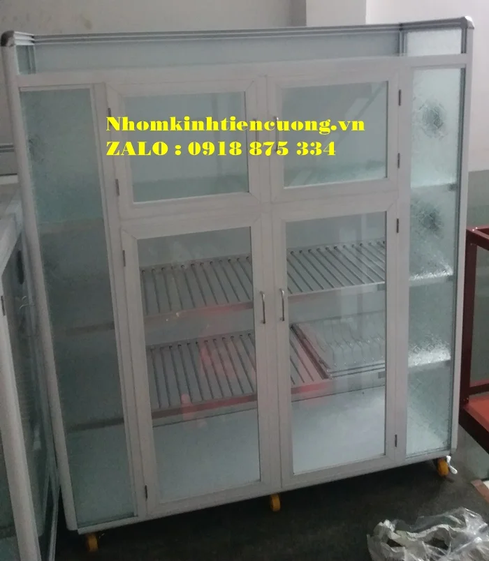 Tủ nhôm kính đựng chén bát giá rẻ 3