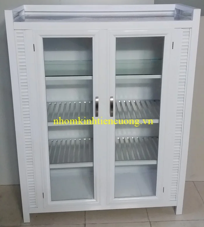 Tủ nhôm kính đựng chén bát tphcm 1
