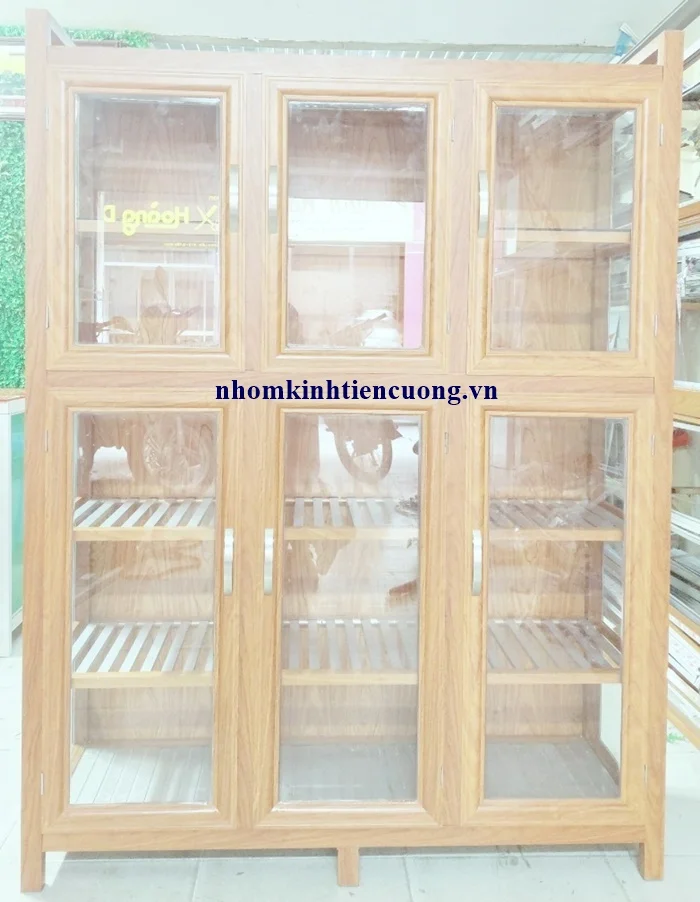 Tủ chén bát nhôm kính giá rẻ 3