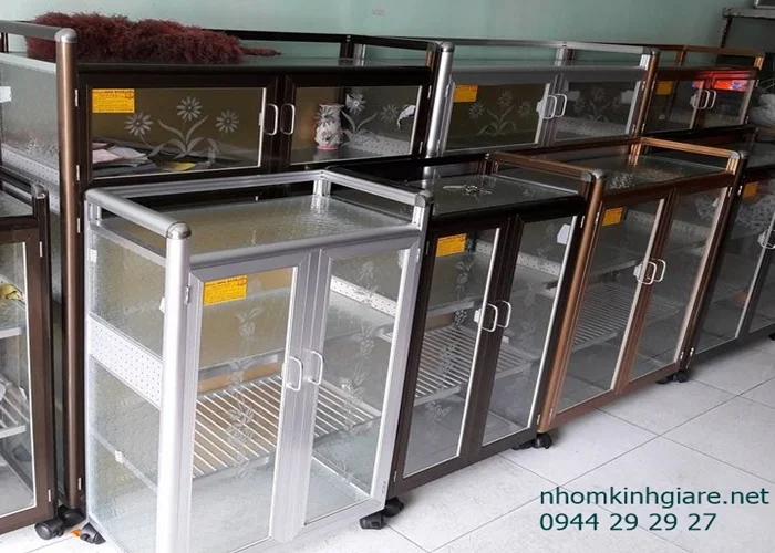 Tủ chén nhôm kính giá rẻ 1