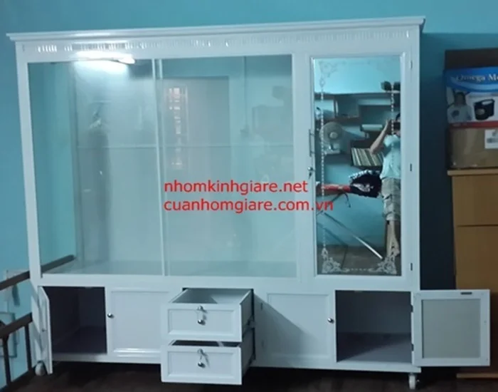 Tủ quần áo khung nhôm kính 1