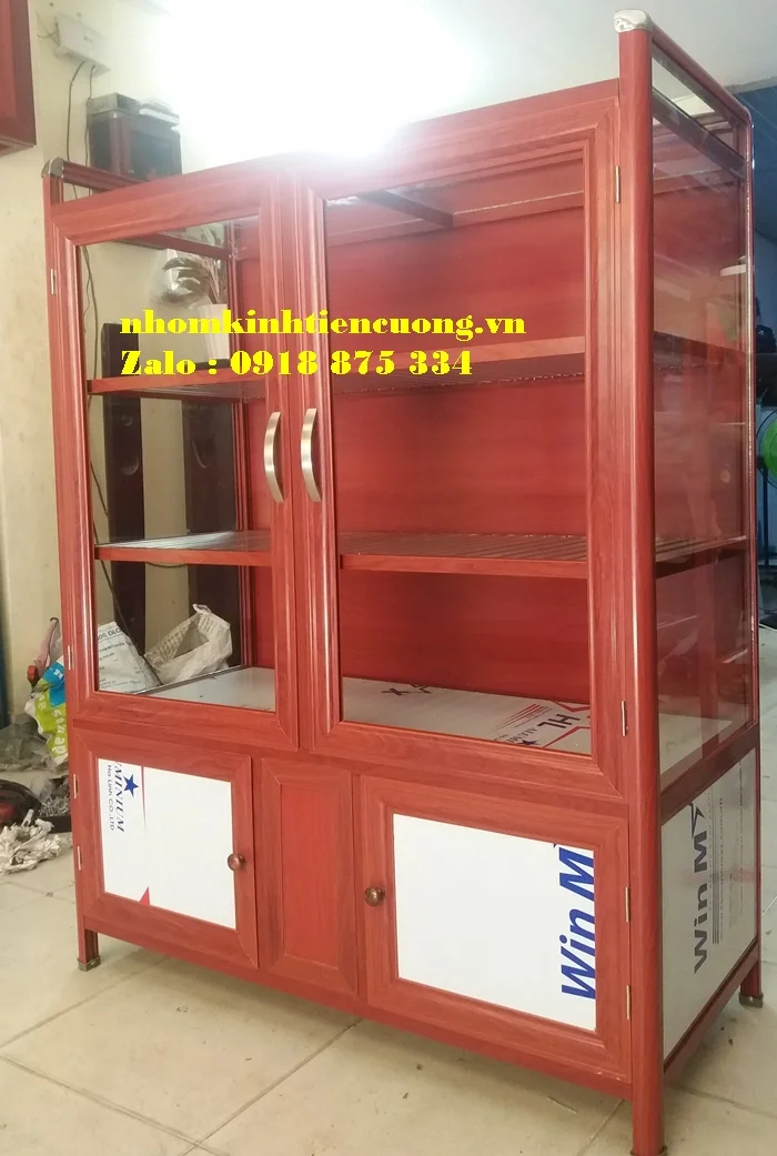 Những mẫu tủ chén bát nhôm kính đẹp 3