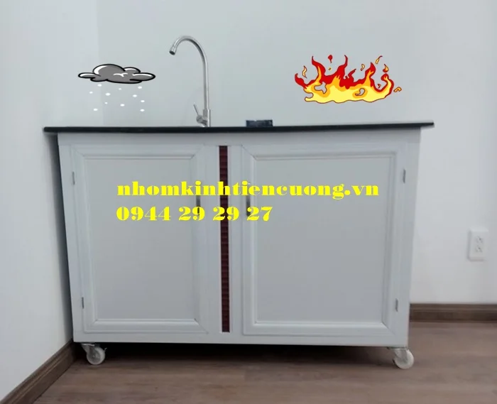 Tủ bếp nhôm kính sơn tĩnh điện 2