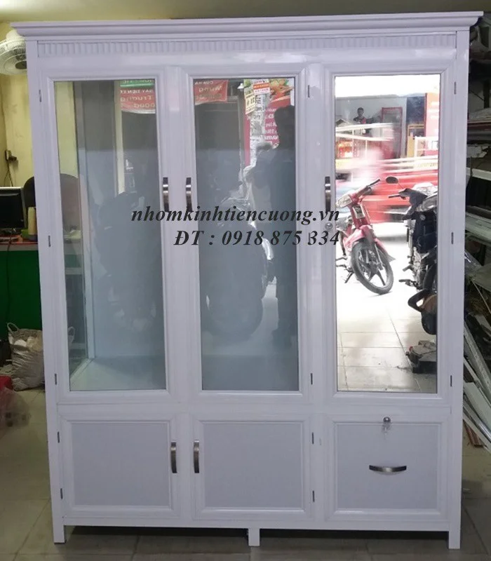 Tủ treo quần áo nhôm kính 3