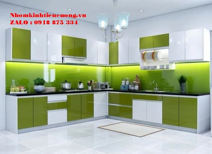 Mẫu tủ bếp nhôm kính đẹp 1