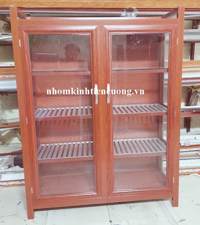 Mẫu tủ chén nhôm kính đẹp 1