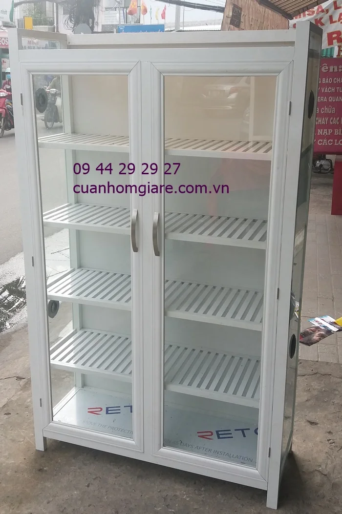 Mẫu tủ chén nhôm kính đẹp 1