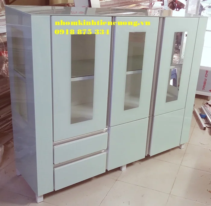 Tủ nhôm kính đựng chén bát 4