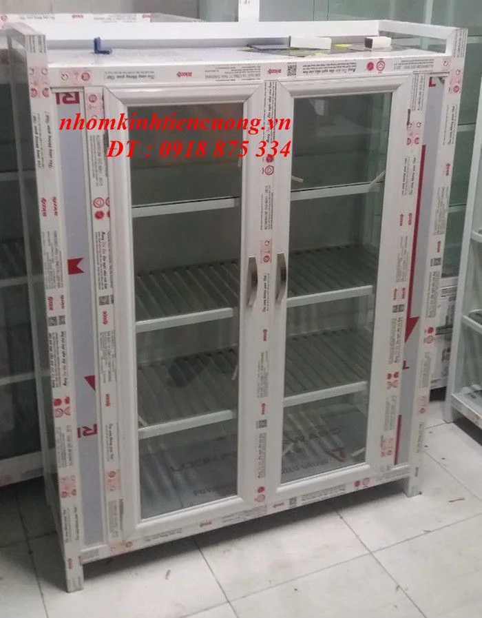 Tủ chén bát nhôm kính 4