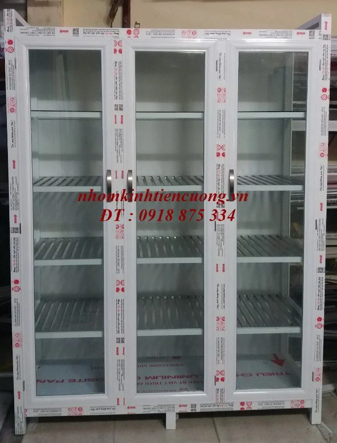 Tủ chén bát nhôm kính 3